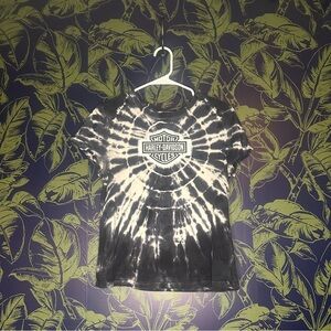 Harley-Davidson Navy and White Tie-Dye Tee